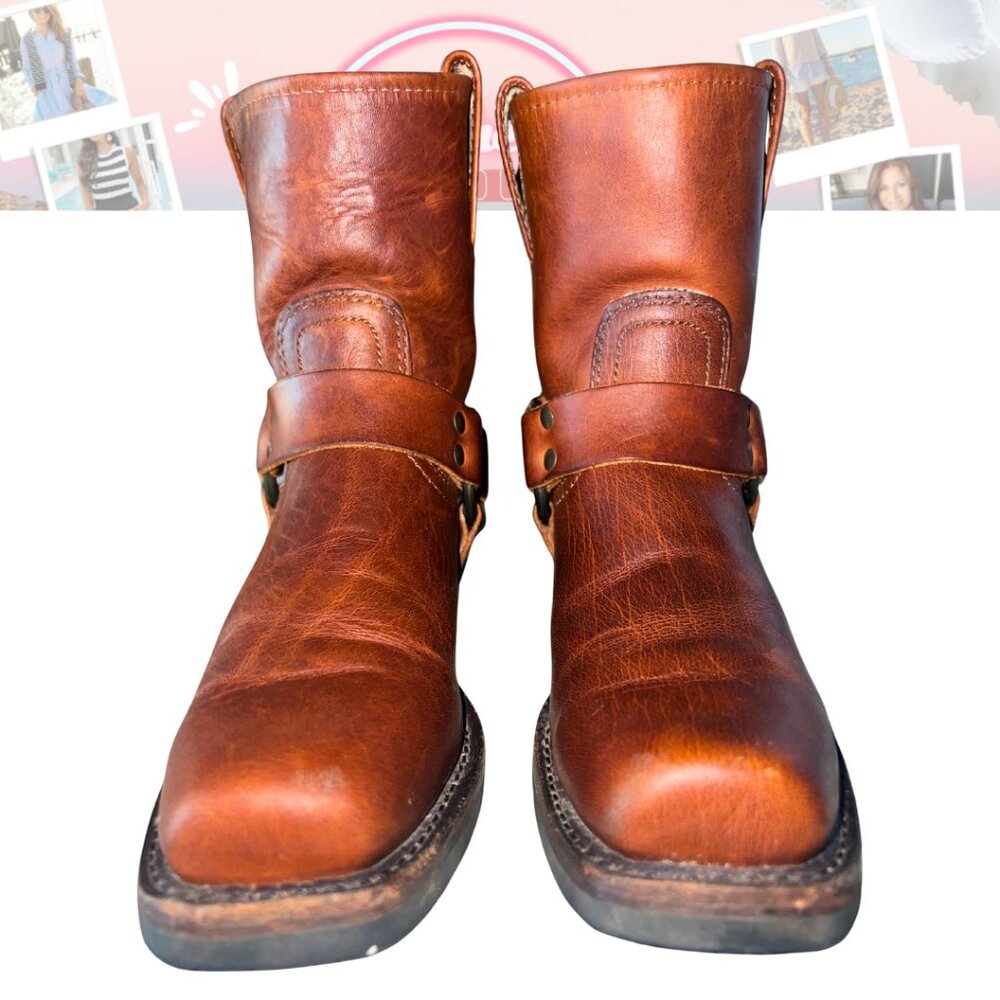 Frye Harness 8R Cognac Leather Boots Size 6M USA Make an Offer - Picture 8 of 10